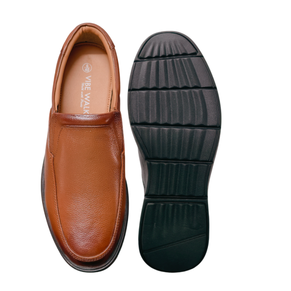 Vibe Walk CH-071 Tan genuine leather slip-on shoe